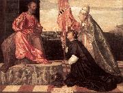 TIZIANO Vecellio Pope Alexander IV Presenting Jacopo Pesaro to St Peter nwt china oil painting reproduction